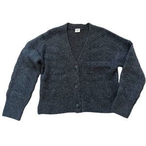 Abercrombie & Fitch Gray Button Front Cropped Cardigan Sweater Women’s Sz Medium